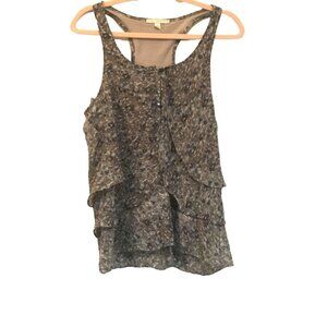 Sarah Spencer brown blue gauzy boho tank top size M